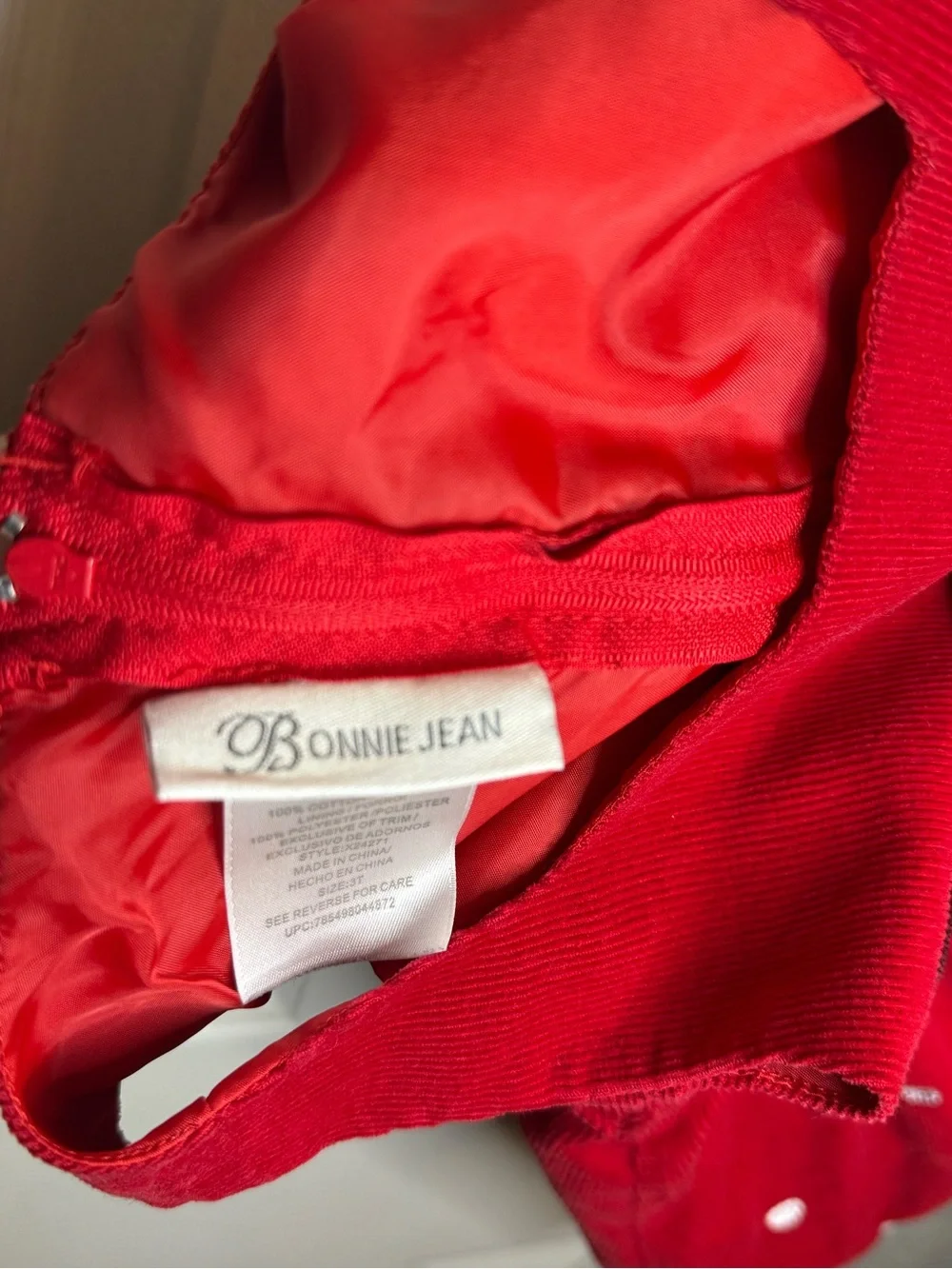 Bonnie Jean Red Girls' Vintage Dress with Satin Lining